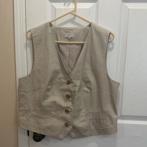 LOFT Light Tan Buttoned Vest